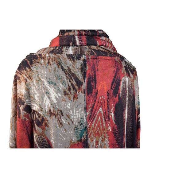 NEW Grace Elements L Wrap Top Cowl Neck Dolman Sleeves Abstract Print Oversized - Picture 6 of 15